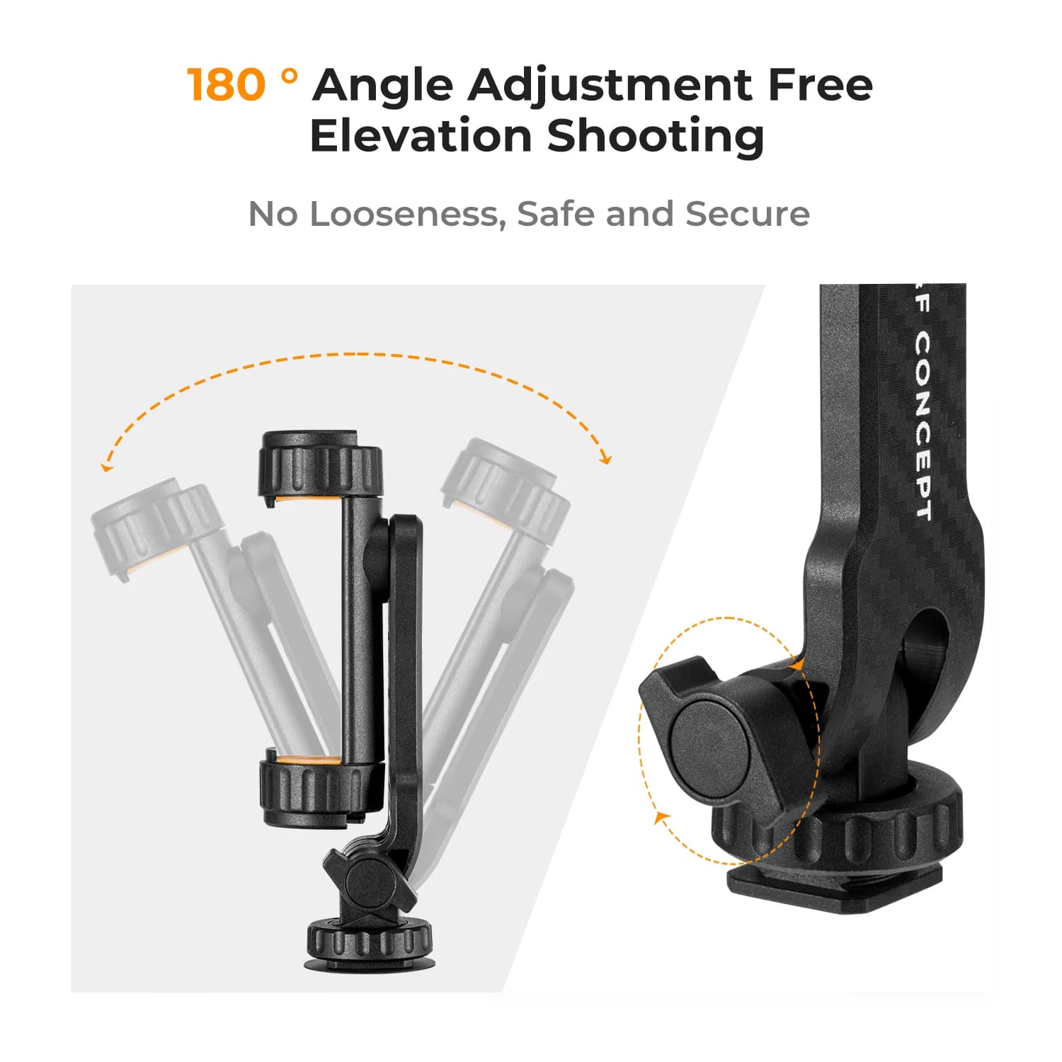 K&F CONCEPT Phone Holder Clamp With Two Cold Shoe Mount 360° Universal Cell M...
