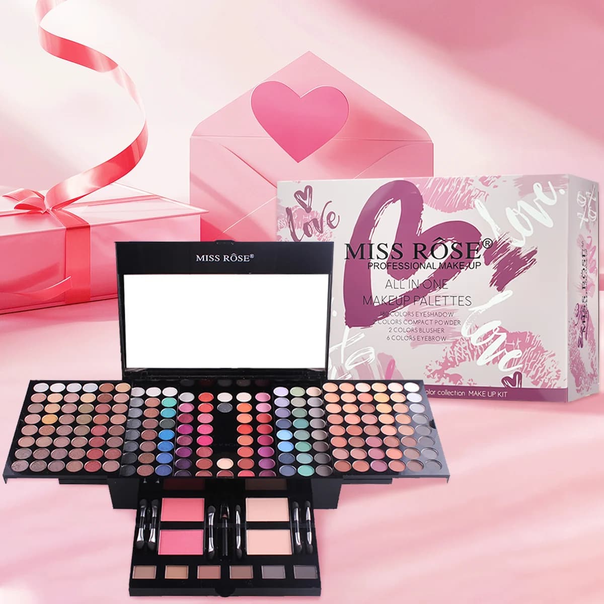 142-color eye shadow, 3-color blush, 3-color eyebrow powder makeup set, makeu...